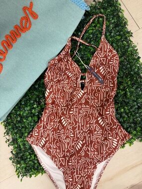Born Primitive Rust and White Patterned Sports Bikini.